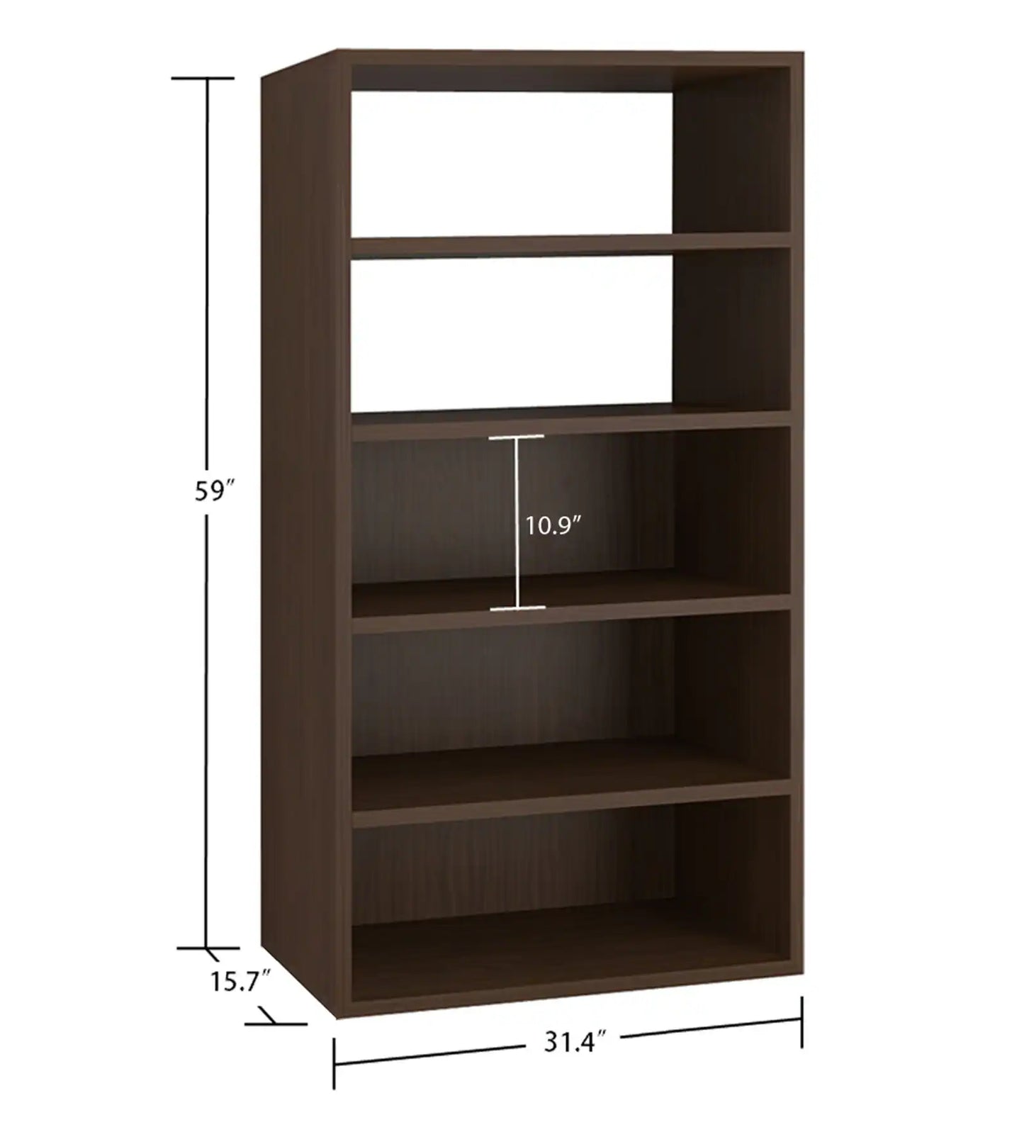 Display Unit Cum Bookshelf In Coffee Walnut Finish