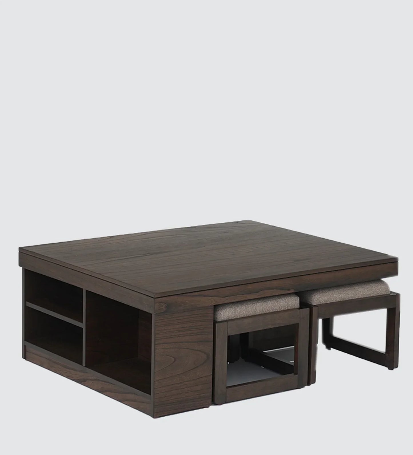 Coffee Table Set with 4 Stool in Brown Colour
