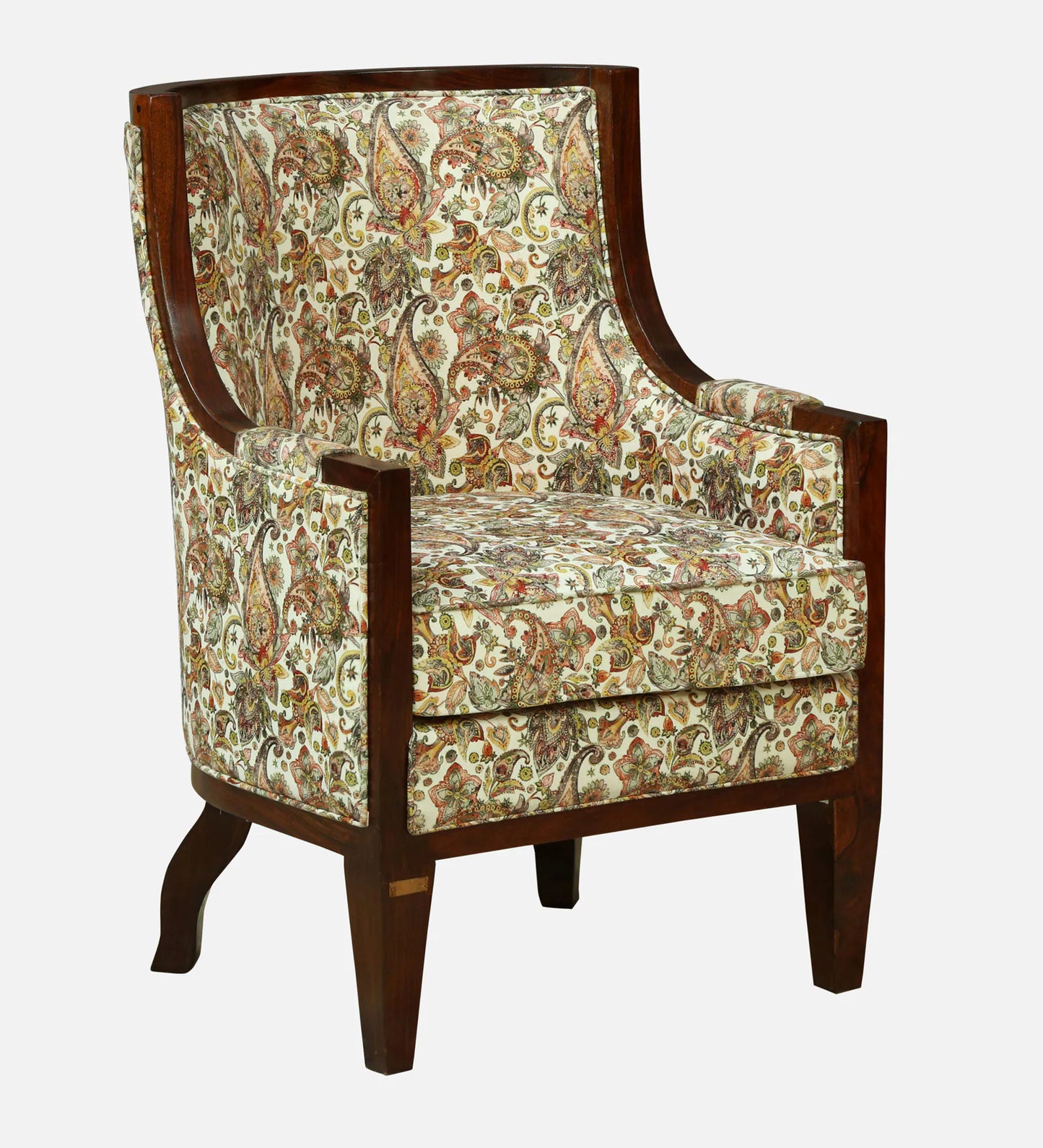 Sheesham Wood Accent Chair In Walnut Finish