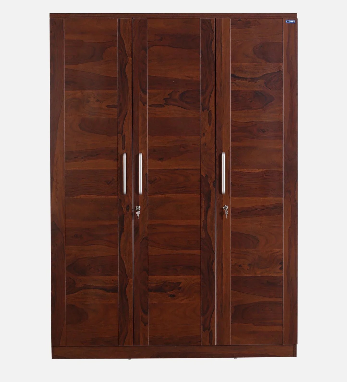 3 Door Wardrobe in Sheesham Woodpore Finish With Drawer & Locker