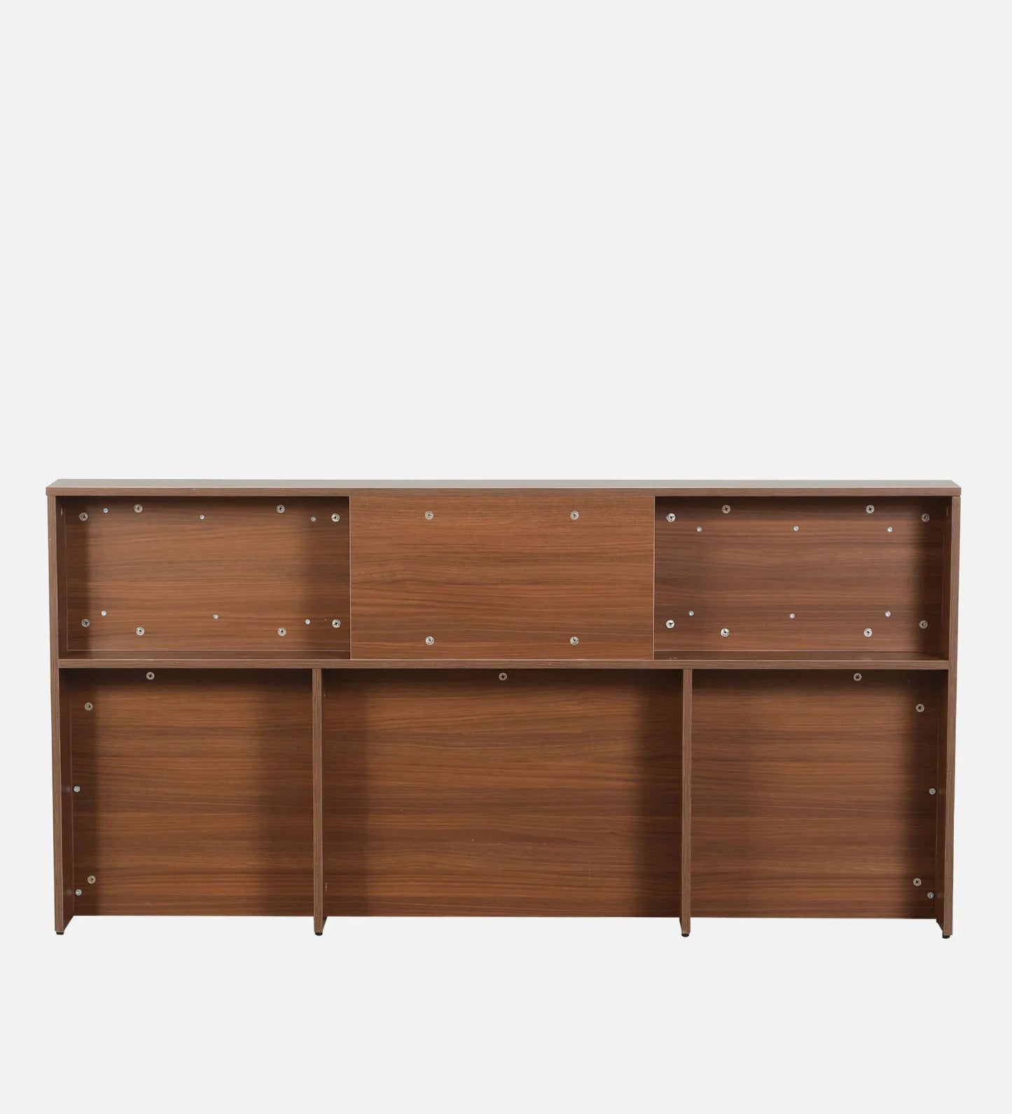 King size Bed in Planked Walnut Finish with Box Storage & Upholstered Headboard Storage