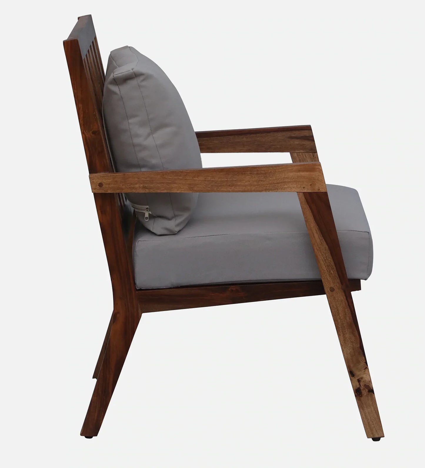 Milton Sheesham Wood Arm Chair In Grey & Rustic Teak Finish