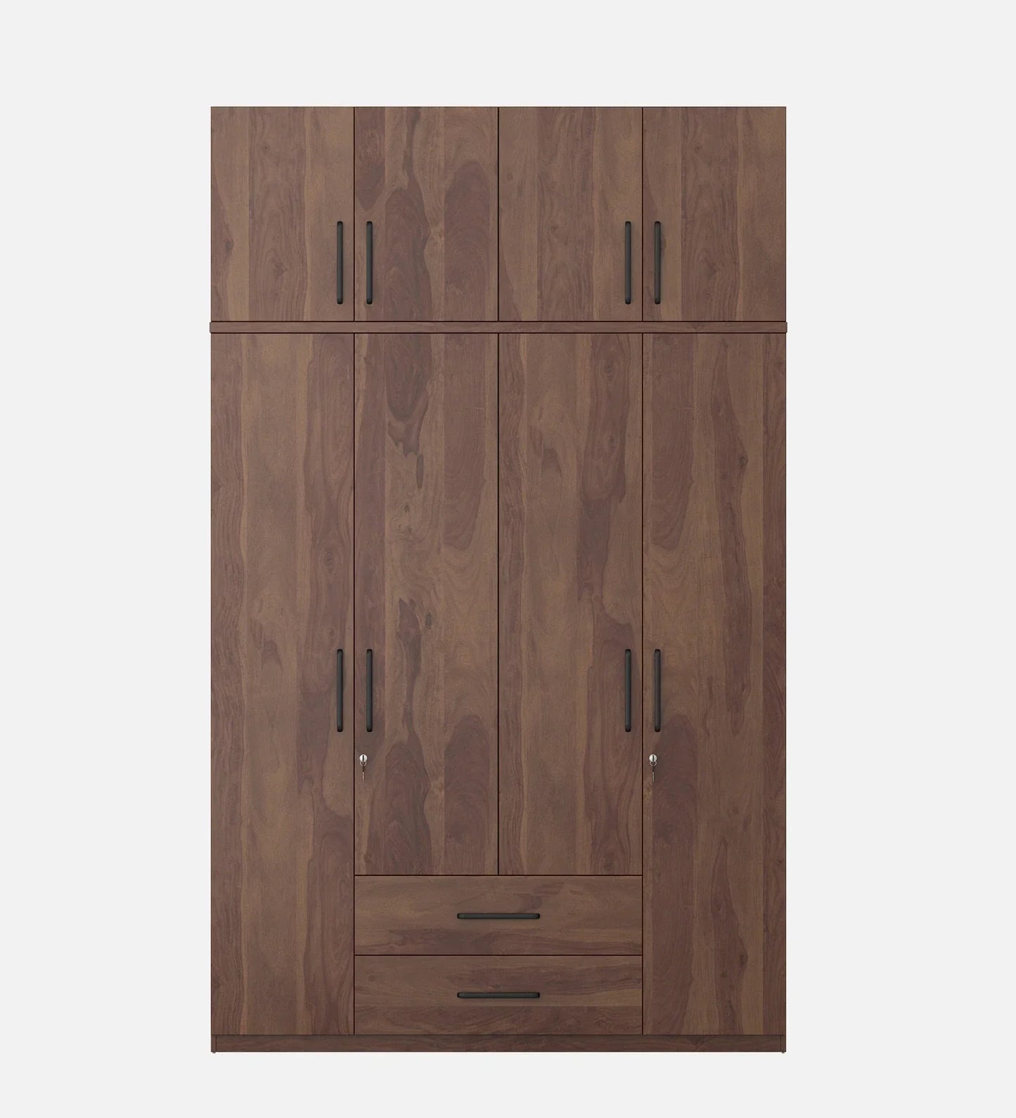 Solid Wood 4 Door Wardrobe With Loft In Sheesham Finish With Locker & Drawer