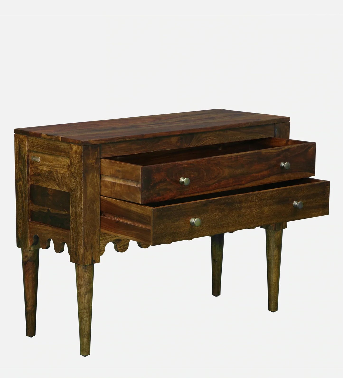 Ravenel Sheesham Wood Two Drawer Console Table In Provincial Teak Finish