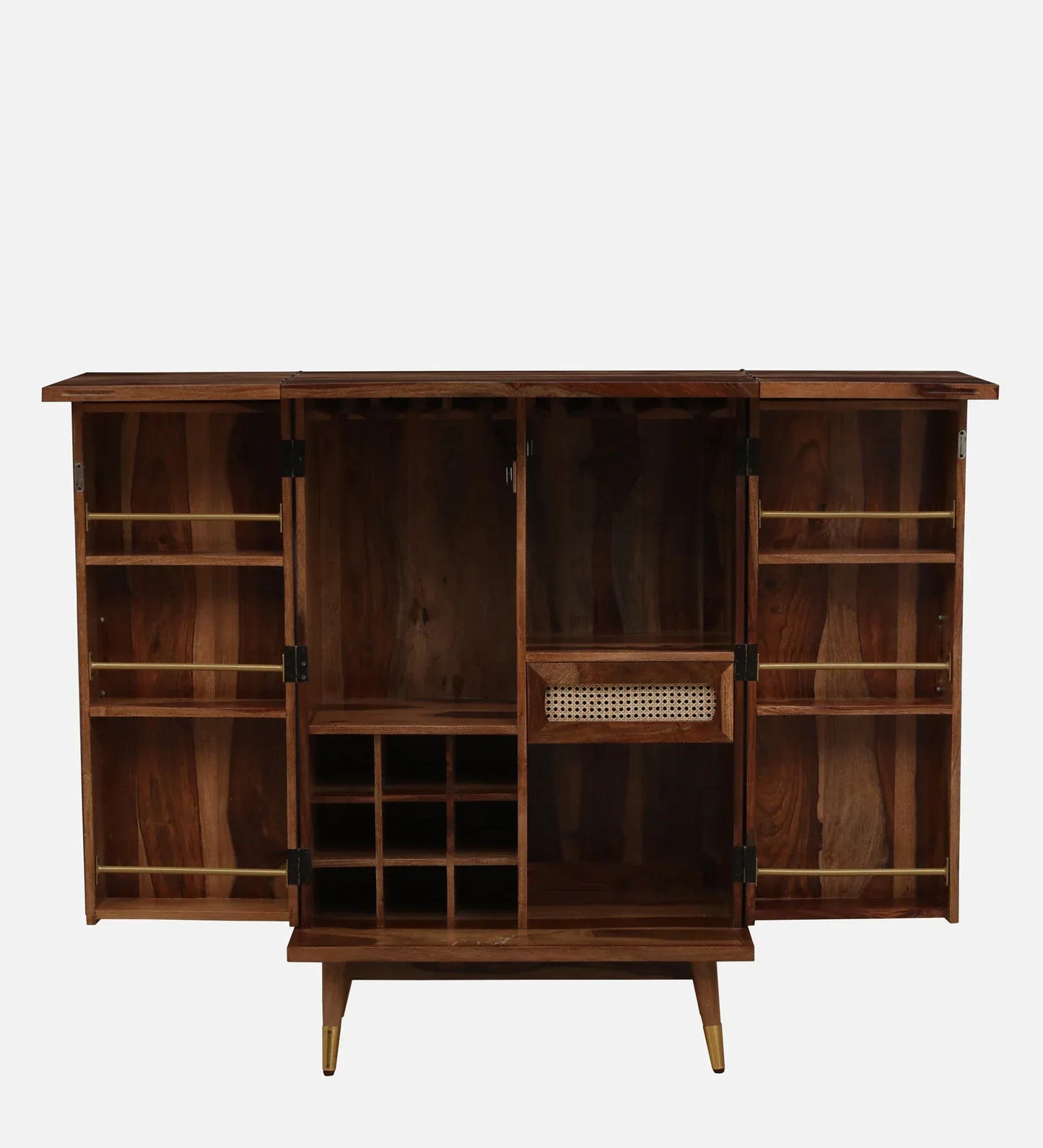 Sheesham Wood Bar Cabinet In Rustic Teak Finish