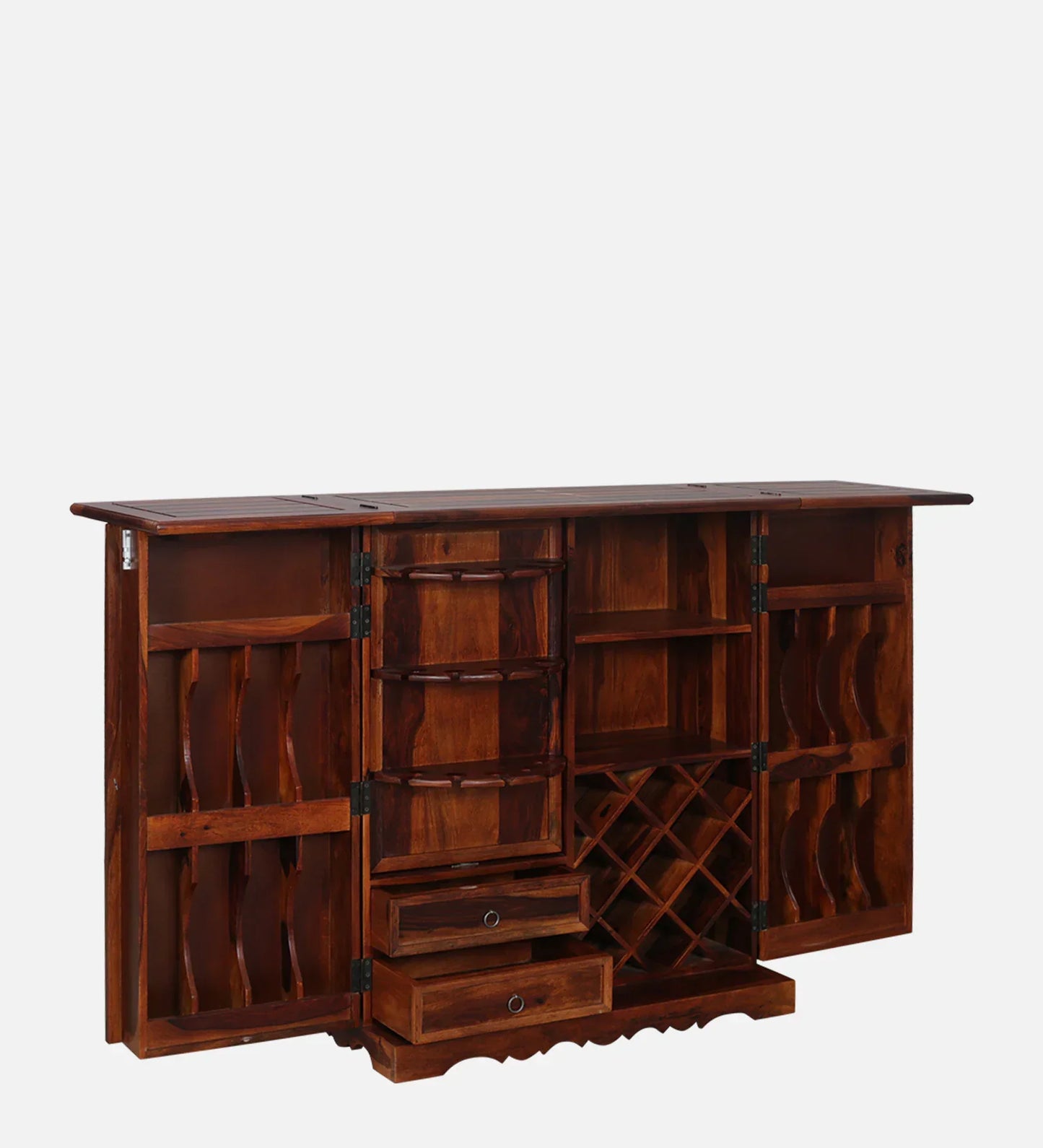 Sheesham Wood Bar Cabinet In Honey Oak Finish