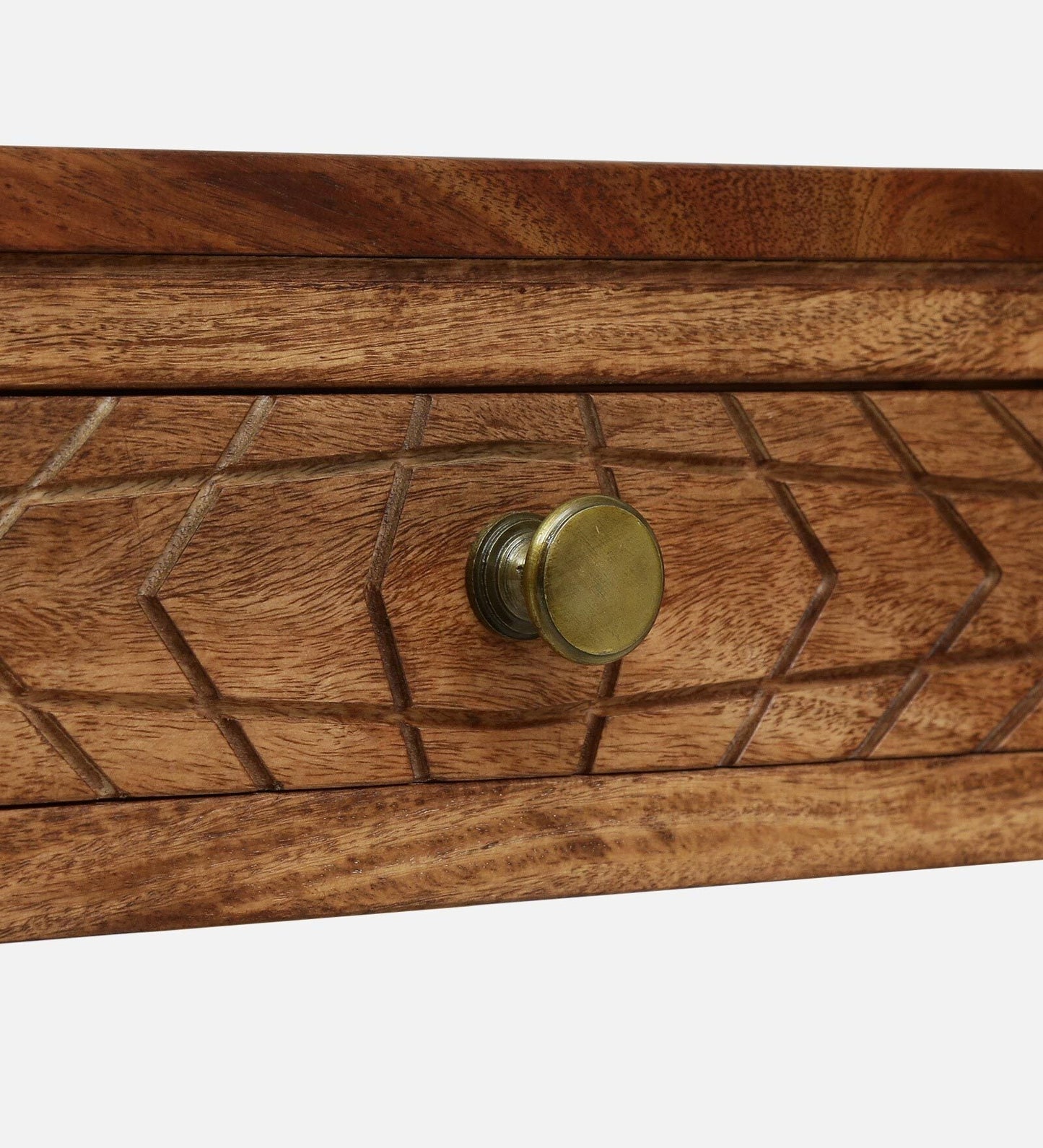 Sheesham Wood Writing Table in Scratch Resistant Rustic Teak Finish With Drawers