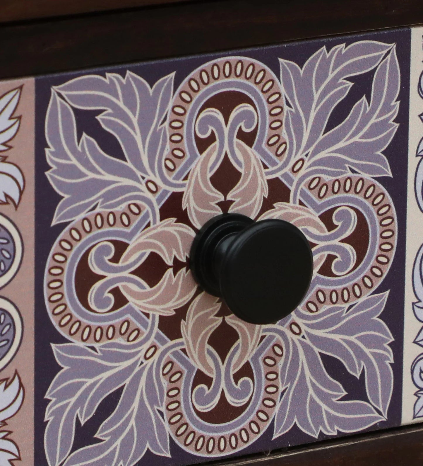 Zellige Solid Wood End Table In Tubbaq Finish With Drawer